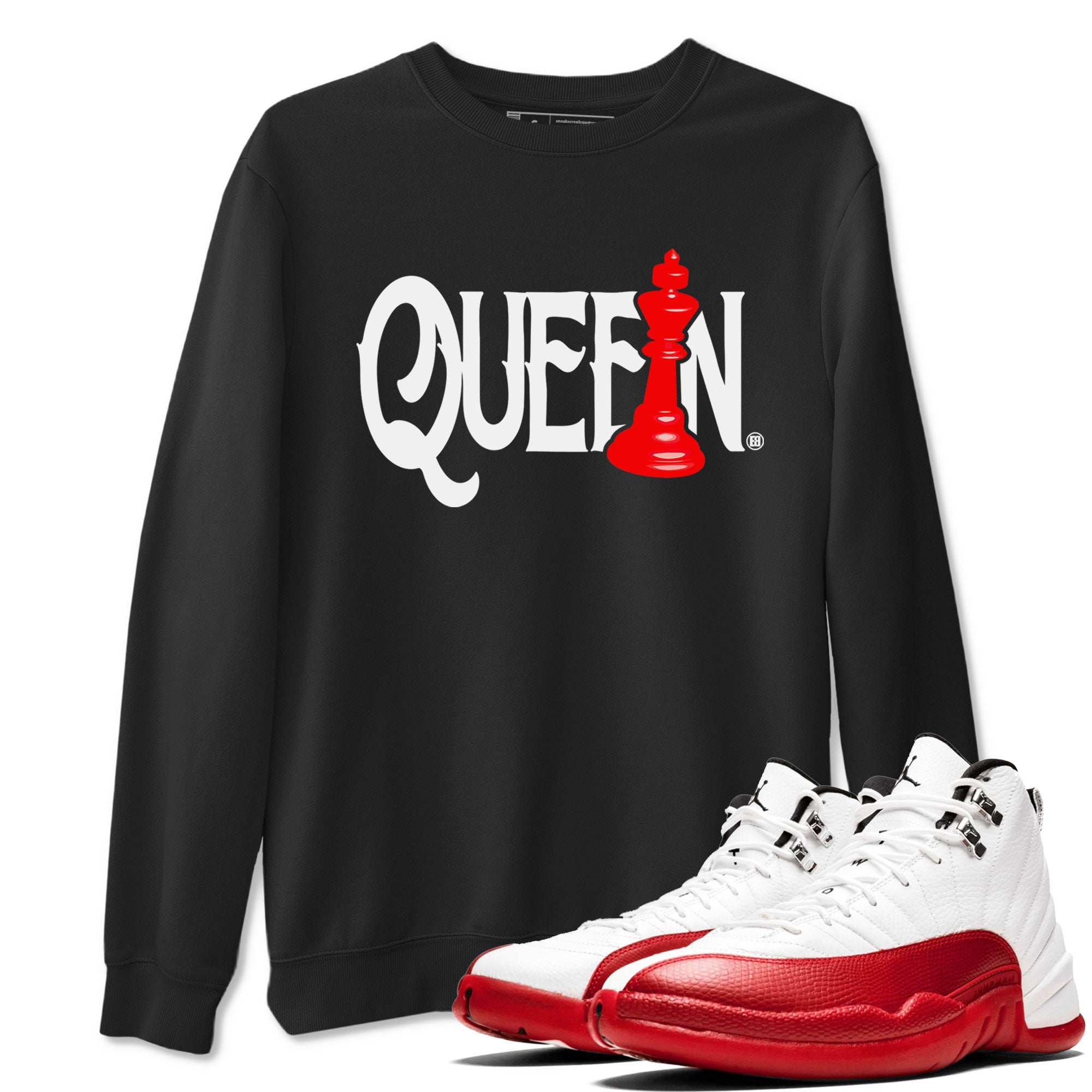 12s Cherry shirt to match jordans Chess Queen sneaker tees AJ12 Retro Cherry SNRT sneaker Release Tees unisex cotton Black 1 crew neck shirt