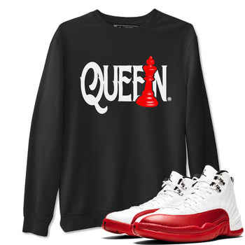 12s Cherry shirt to match jordans Chess Queen sneaker tees AJ12 Retro Cherry SNRT sneaker Release Tees unisex cotton Black 1 crew neck shirt