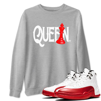 12s Cherry shirt to match jordans Chess Queen sneaker tees AJ12 Retro Cherry SNRT sneaker Release Tees unisex cotton Heather Grey 1 crew neck shirt