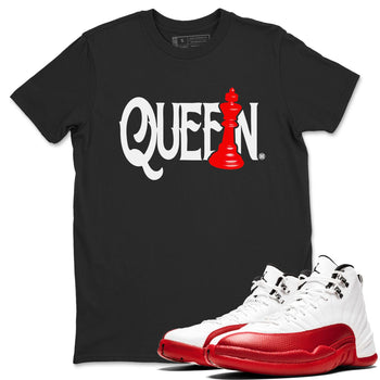 12s Cherry shirt to match jordans Chess Queen sneaker tees AJ12 Retro Cherry SNRT sneaker Release Tees unisex cotton Black 1 crew neck shirt