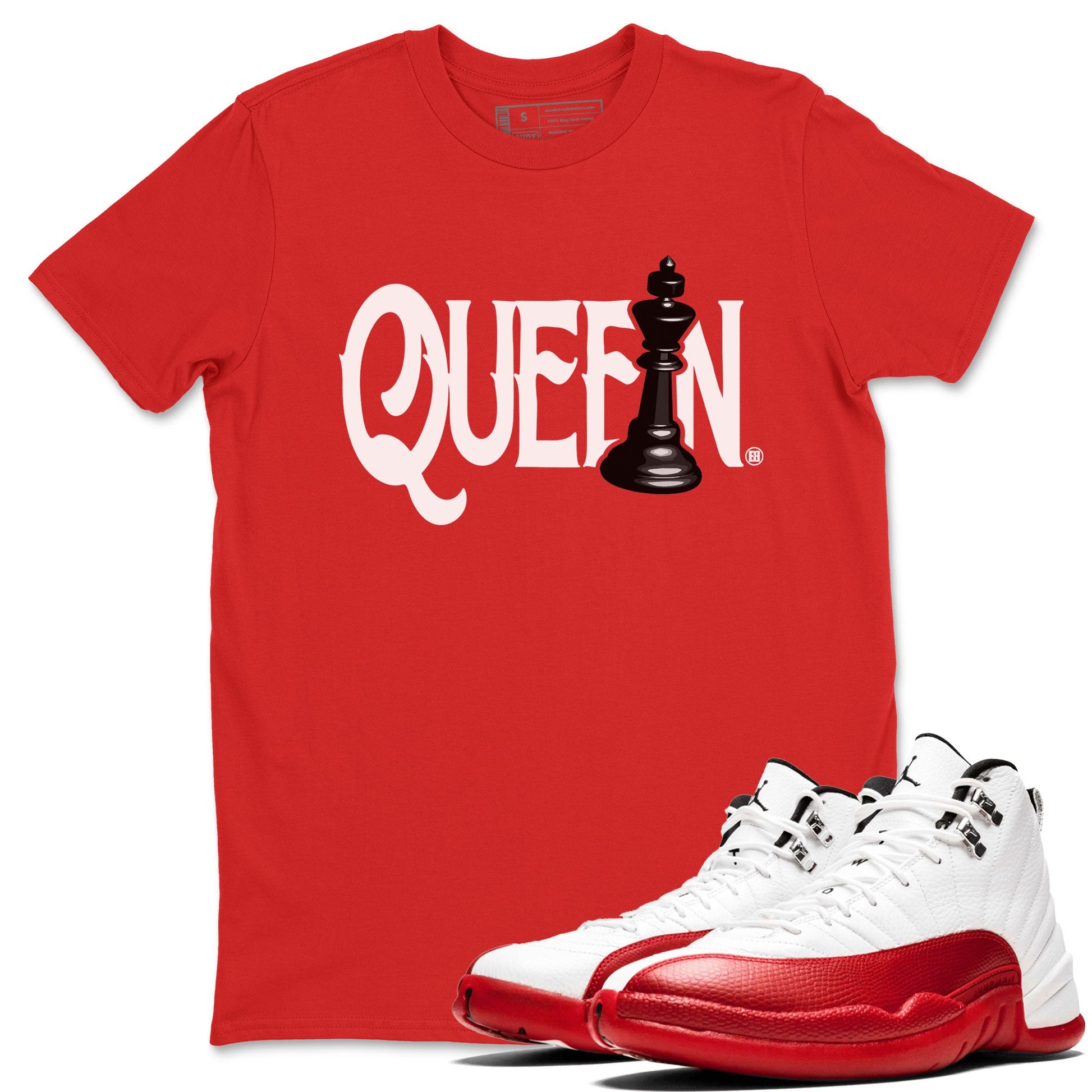 12s Cherry shirt to match jordans Chess Queen sneaker tees AJ12 Retro Cherry SNRT sneaker Release Tees unisex cotton Red 1 crew neck shirt