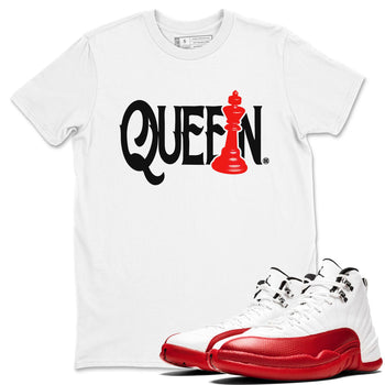 12s Cherry shirt to match jordans Chess Queen sneaker tees AJ12 Retro Cherry SNRT sneaker Release Tees unisex cotton White 1 crew neck shirt