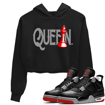 Air Jordan 4 Bred Reimagined shirt to match jordans Chess Queen sneaker shirts AJ4 Bred Reimagined SNRT Sneaker Tees Black 1 crop shirt