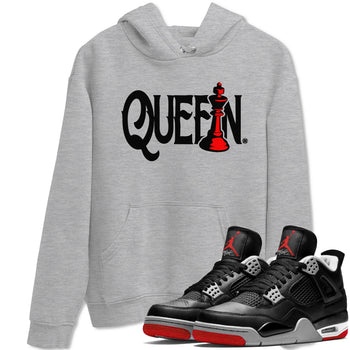 Air Jordan 4 Bred Reimagined shirt to match jordans Chess Queen sneaker shirts AJ4 Bred Reimagined SNRT Sneaker Tees unisex crew neck cotton Heather Grey 1 crew neck shirt