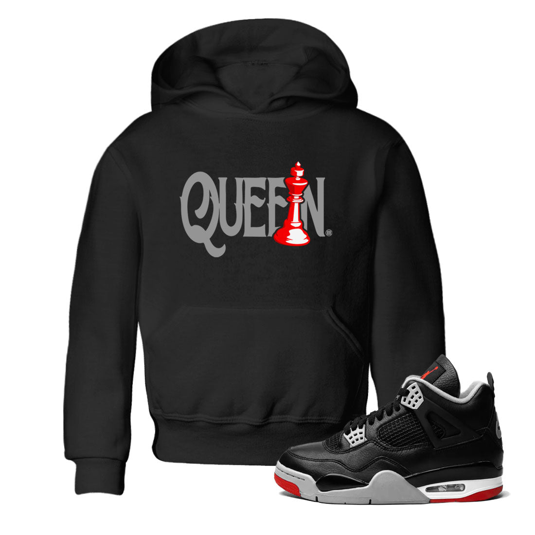Air Jordan 4 Bred Reimagined shirt to match jordans Chess Queen sneaker shirts AJ4 Bred Reimagined SNRT Sneaker Tees baby toddler Black 1 cotton Shirt