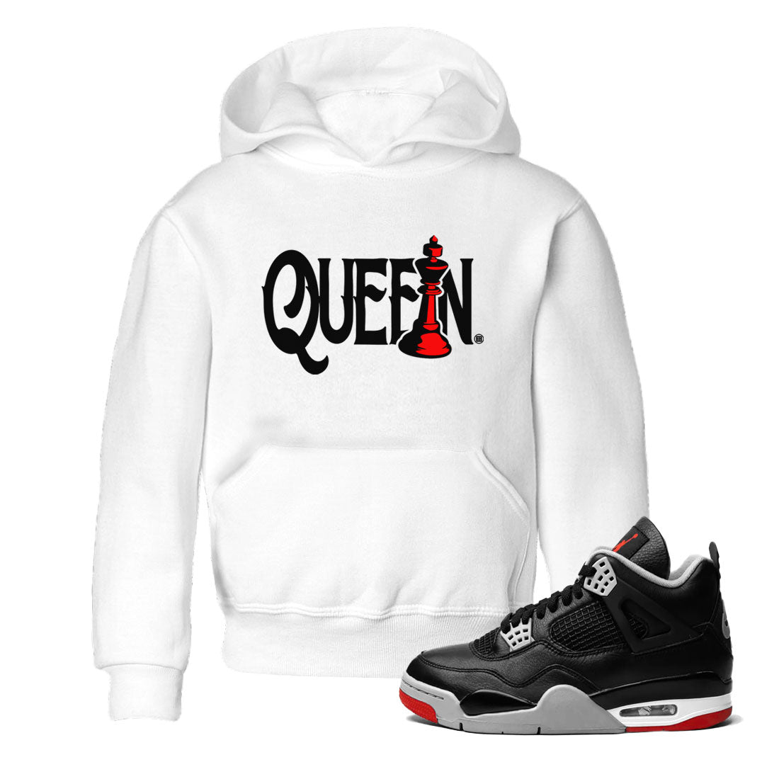 Air Jordan 4 Bred Reimagined shirt to match jordans Chess Queen sneaker shirts AJ4 Bred Reimagined SNRT Sneaker Tees baby toddler White 1 cotton Shirt