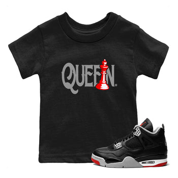 Air Jordan 4 Bred Reimagined shirt to match jordans Chess Queen sneaker shirts AJ4 Bred Reimagined SNRT Sneaker Tees baby toddler Black 1 cotton Shirt