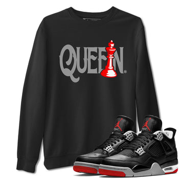 Air Jordan 4 Bred Reimagined shirt to match jordans Chess Queen sneaker shirts AJ4 Bred Reimagined SNRT Sneaker Tees unisex crew neck cotton Black 1 crew neck shirt