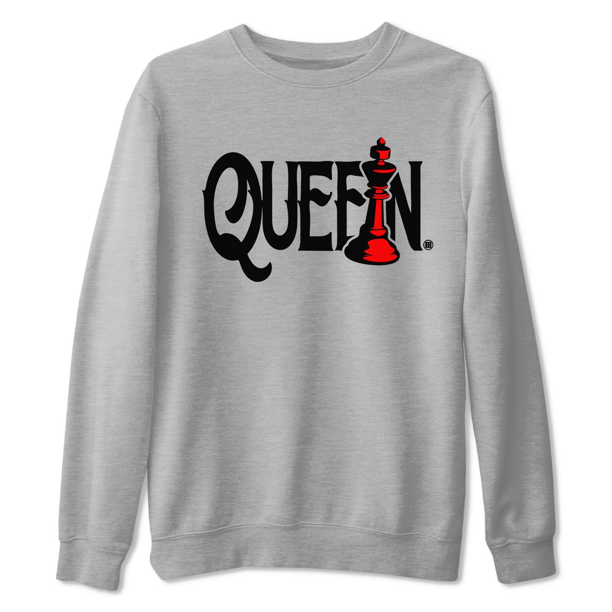 Air Jordan 4 Bred Reimagined shirt to match jordans Chess Queen sneaker shirts AJ4 Bred Reimagined SNRT Sneaker Tees unisex crew neck cotton Heather Grey 2 crew neck shirt