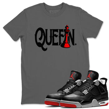 Air Jordan 4 Bred Reimagined shirt to match jordans Chess Queen sneaker shirts AJ4 Bred Reimagined SNRT Sneaker Tees unisex crew neck cotton Cool Grey 1 crew neck shirt