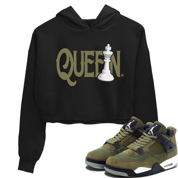 Air Jordan 4 Medium Olive shirt to match jordans Chess Queen sneaker tees 4s Medium Olive SNRT Sneaker Tees Black 1 Crop T-Shirt