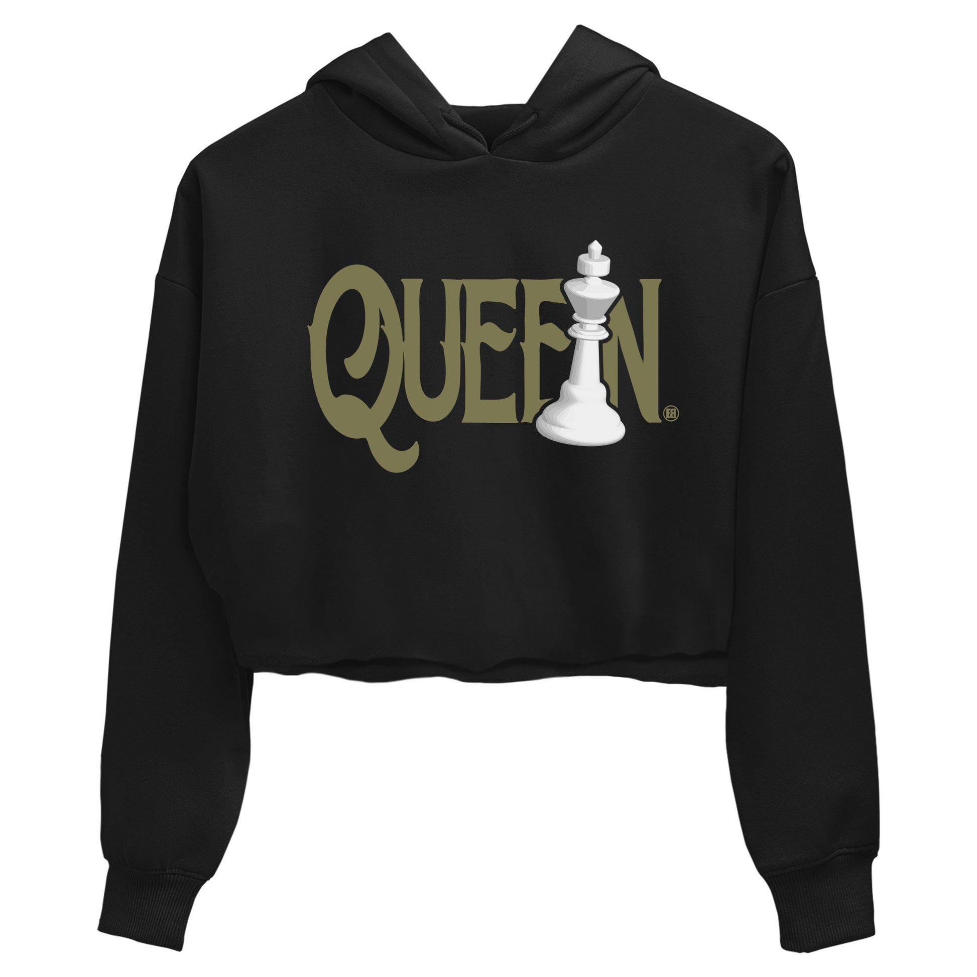 Air Jordan 4 Medium Olive shirt to match jordans Chess Queen sneaker tees 4s Medium Olive SNRT Sneaker Tees Black 2 Crop T-Shirt