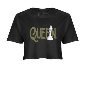 Air Jordan 4 Medium Olive shirt to match jordans Chess Queen sneaker tees 4s Medium Olive SNRT Sneaker Tees Black 2 Crop T-Shirt