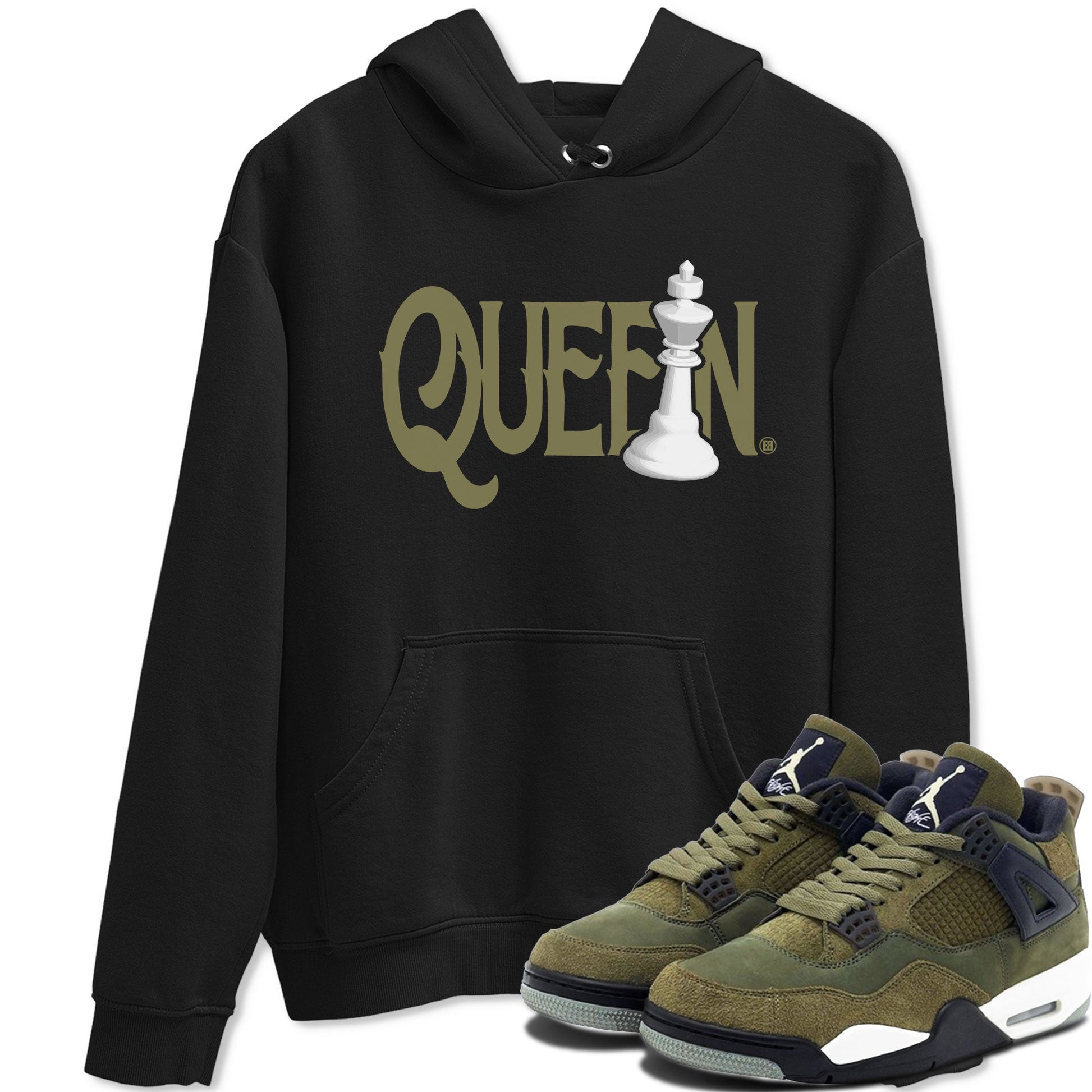 Air Jordan 4 Medium Olive shirt to match jordans Chess Queen sneaker tees 4s Medium Olive SNRT Sneaker Tees Unisex Streetwear Clothing Black 1 T-Shirt