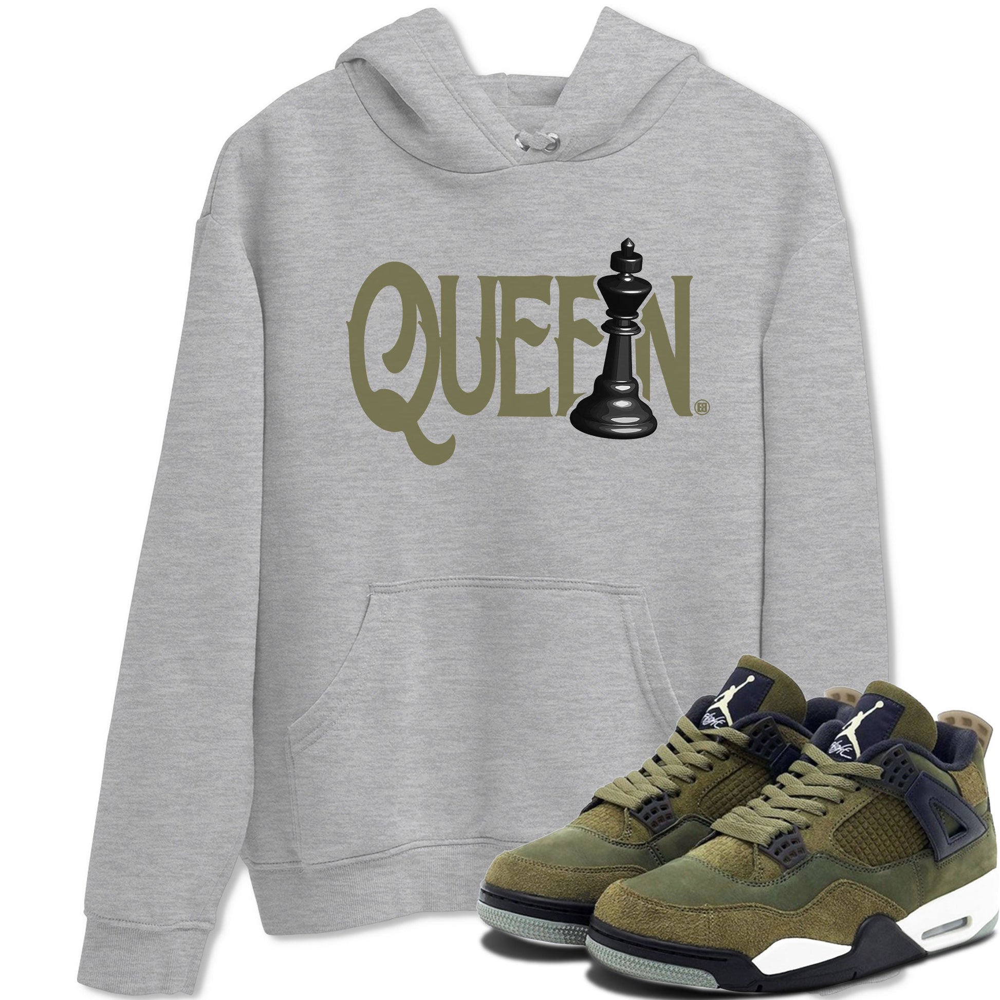 Air Jordan 4 Medium Olive shirt to match jordans Chess Queen sneaker tees 4s Medium Olive SNRT Sneaker Tees Unisex Streetwear Clothing Heather Grey 1 T-Shirt