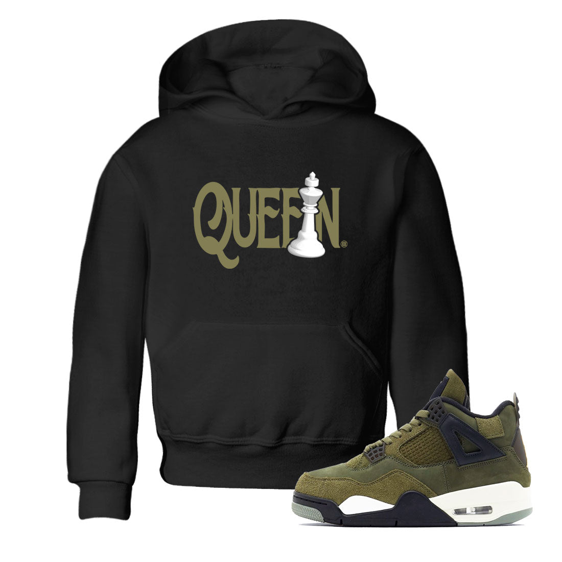 Air Jordan 4 Medium Olive shirt to match jordans Chess Queen sneaker tees 4s Medium Olive SNRT Sneaker Tees Baby Toddler Black 1 T-Shirt