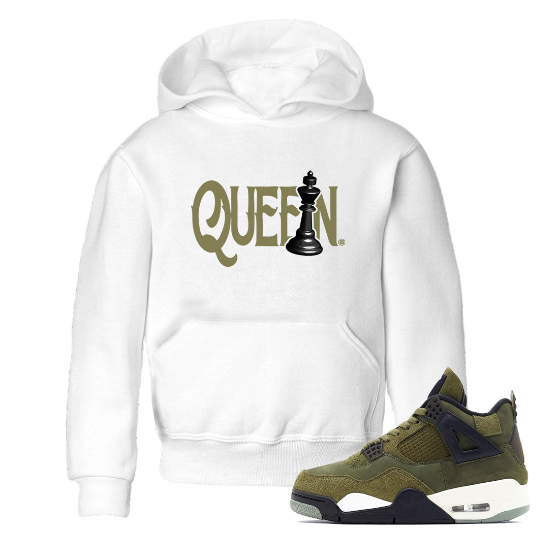 Air Jordan 4 Medium Olive shirt to match jordans Chess Queen sneaker tees 4s Medium Olive SNRT Sneaker Tees Baby Toddler White 1 T-Shirt