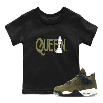 Air Jordan 4 Medium Olive shirt to match jordans Chess Queen sneaker tees 4s Medium Olive SNRT Sneaker Tees Baby Toddler Black 1 T-Shirt