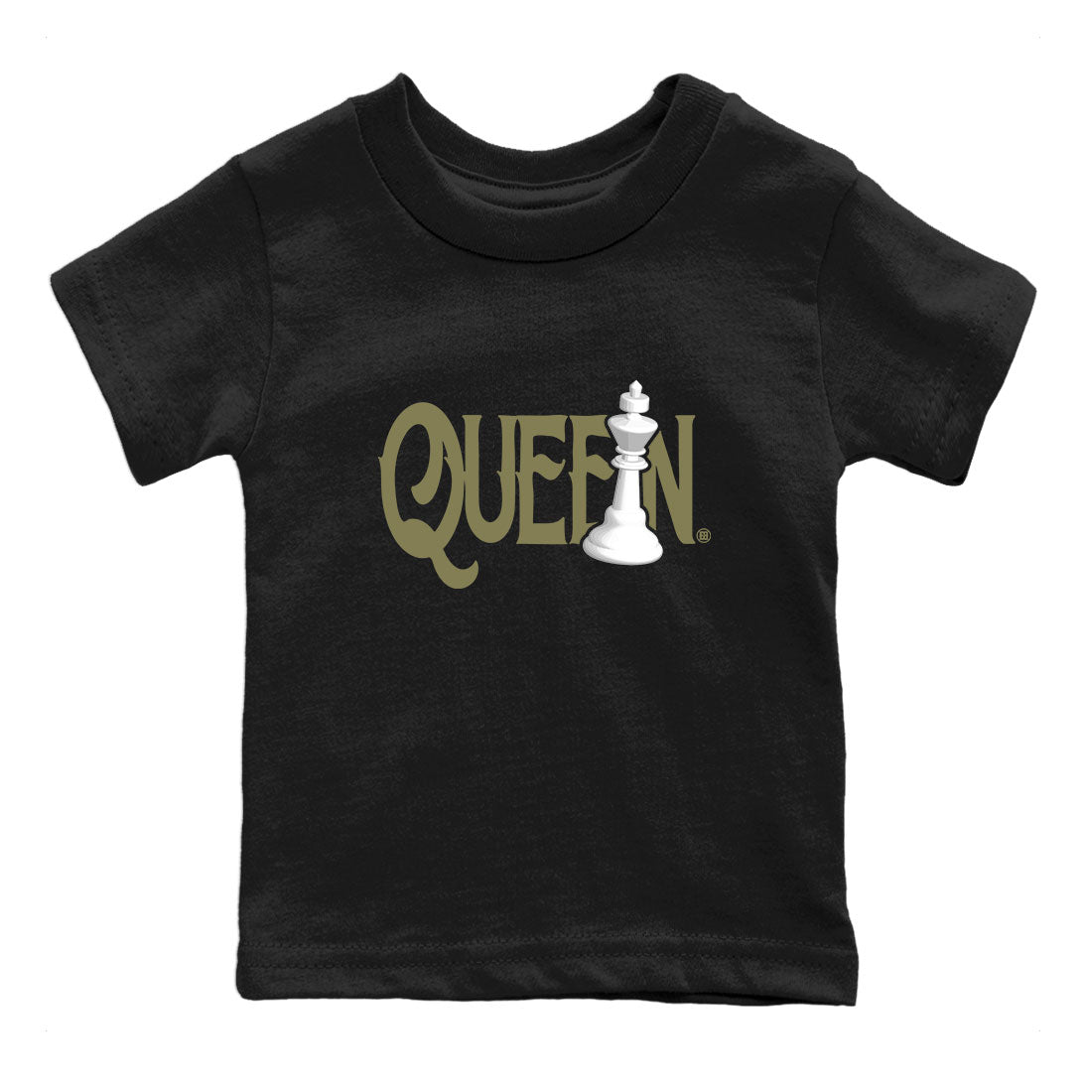 Air Jordan 4 Medium Olive shirt to match jordans Chess Queen sneaker tees 4s Medium Olive SNRT Sneaker Tees Baby Toddler Black 2 T-Shirt