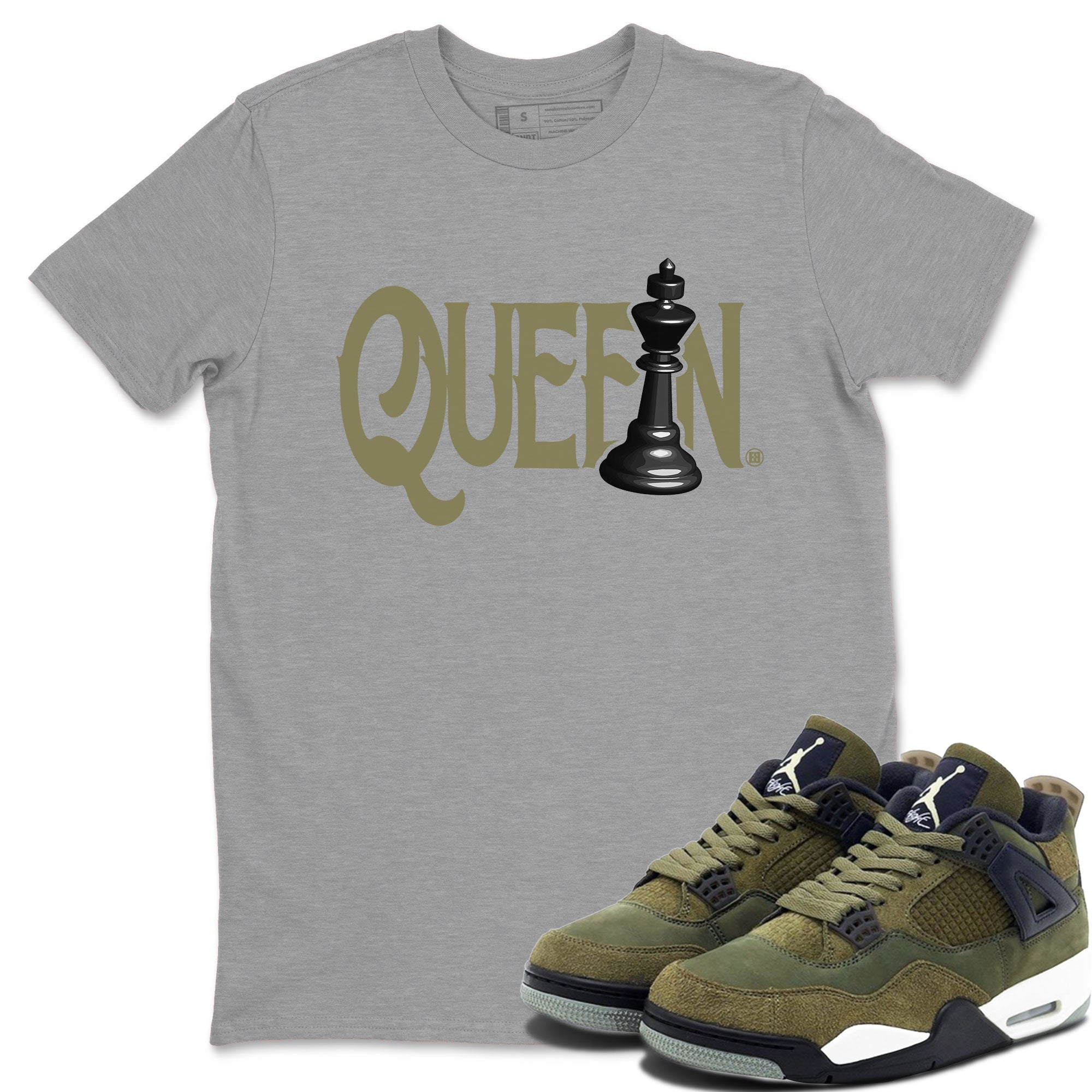 Air Jordan 4 Medium Olive shirt to match jordans Chess Queen sneaker tees 4s Medium Olive SNRT Sneaker Tees Unisex Streetwear Clothing Heather Grey 1 T-Shirt