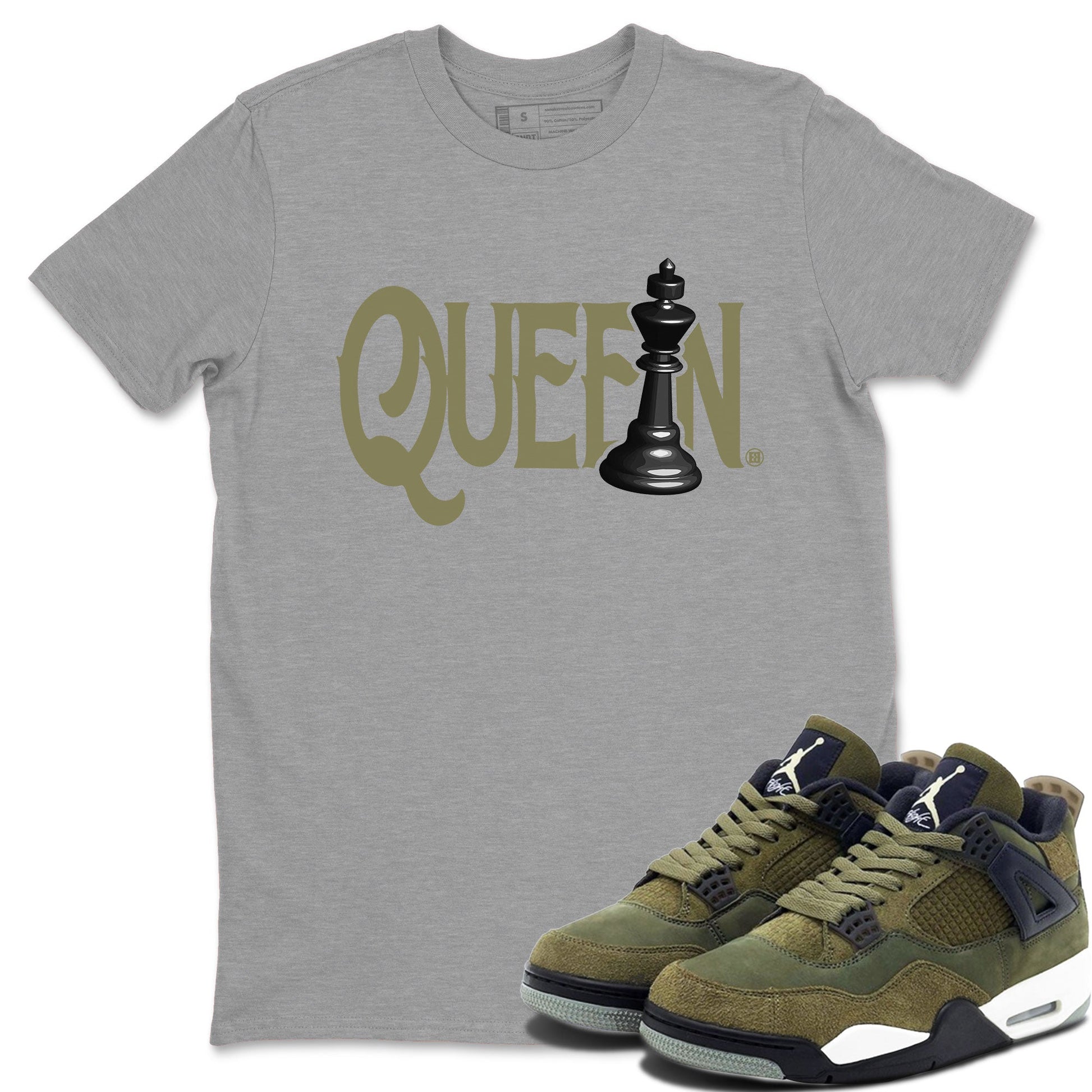 Air Jordan 4 Medium Olive shirt to match jordans Chess Queen sneaker tees 4s Medium Olive SNRT Sneaker Tees Unisex Streetwear Clothing Heather Grey 1 T-Shirt