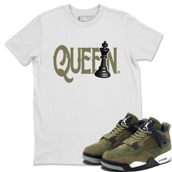 Air Jordan 4 Medium Olive shirt to match jordans Chess Queen sneaker tees 4s Medium Olive SNRT Sneaker Tees Unisex Streetwear Clothing White 1 T-Shirt