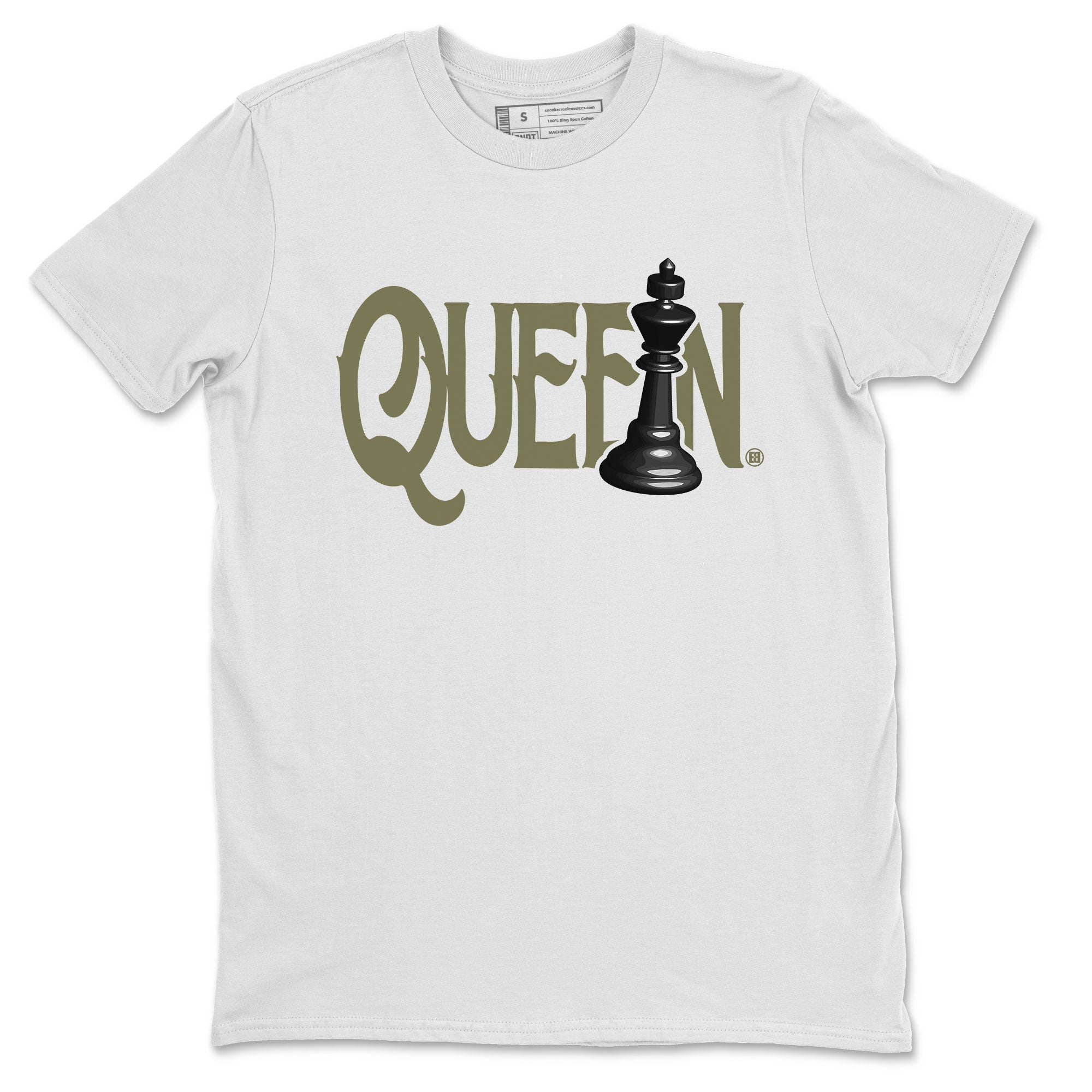 Air Jordan 4 Medium Olive shirt to match jordans Chess Queen sneaker tees 4s Medium Olive SNRT Sneaker Tees Unisex Streetwear Clothing White 2 T-Shirt