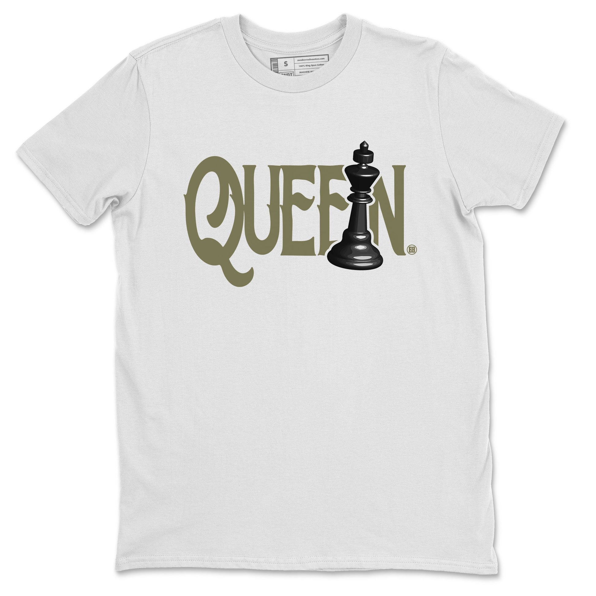 Air Jordan 4 Medium Olive shirt to match jordans Chess Queen sneaker tees 4s Medium Olive SNRT Sneaker Tees Unisex Streetwear Clothing White 2 T-Shirt