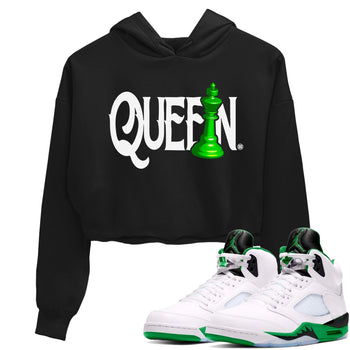 Air Jordan 5 Lucky Green shirt to match jordans Chess Queen sneaker match tee AJ5 Lucky Green SNRT Sneaker Tees Black 1 women's crop tee