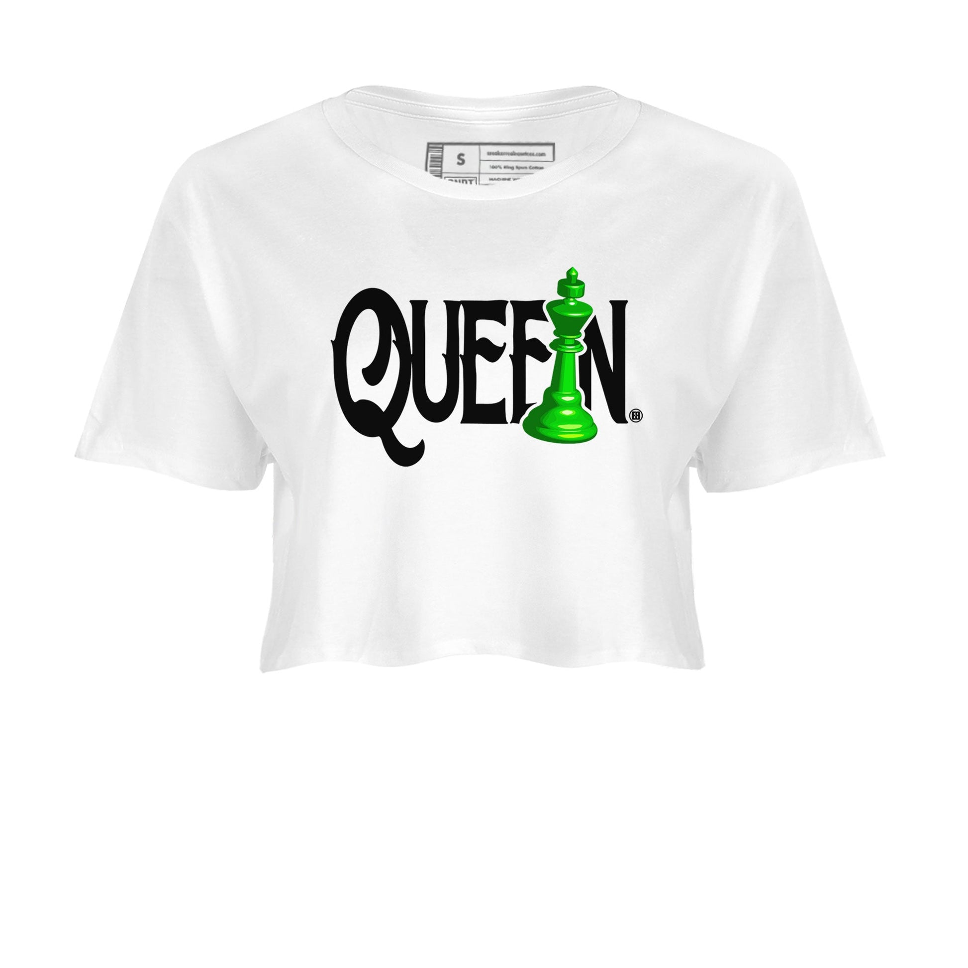 Air Jordan 5 Lucky Green shirt to match jordans Chess Queen sneaker match tee AJ5 Lucky Green SNRT Sneaker Tees White 2 women's crop tee