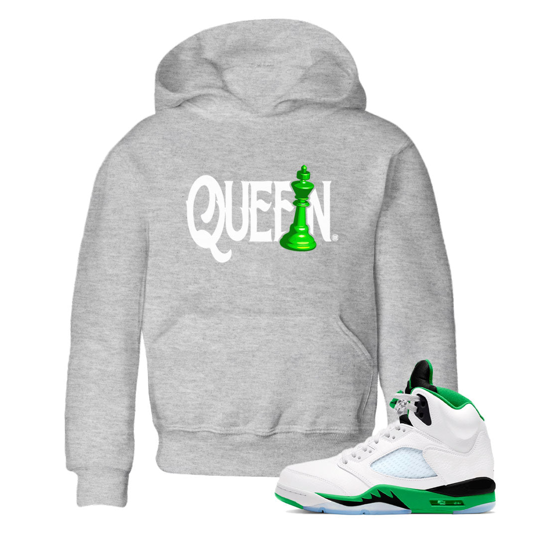 Air Jordan 5 Lucky Green shirt to match jordans Chess Queen sneaker match tee AJ5 Lucky Green SNRT Sneaker Tees baby toddler Heather Grey 1 cotton Shirt