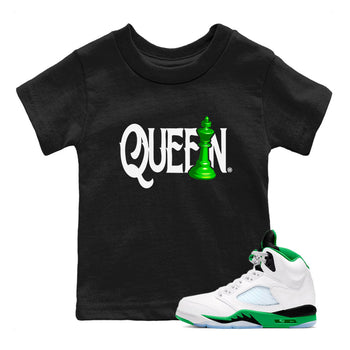 Air Jordan 5 Lucky Green shirt to match jordans Chess Queen sneaker match tee AJ5 Lucky Green SNRT Sneaker Tees baby toddler Black 1 cotton Shirt