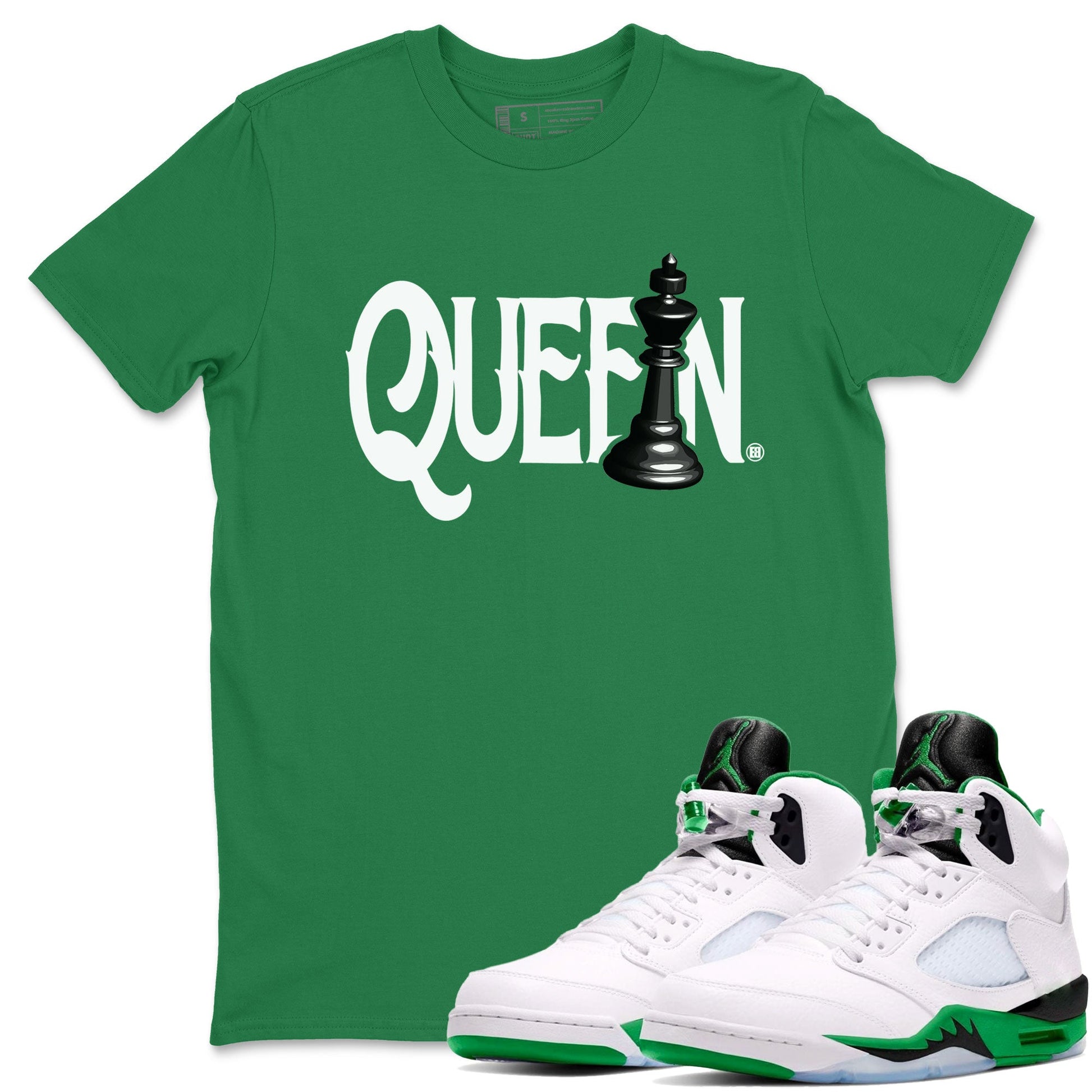 Air Jordan 5 Lucky Green shirt to match jordans Chess Queen sneaker match tee AJ5 Lucky Green SNRT Sneaker Tees unisex cotton Kelly Green 1 crew neck shirt