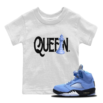 Jordan 5 UNC Sneaker Match Tees Chess Queen Sneaker Tees Jordan 5 UNC Sneaker Release Tees Kids Shirts