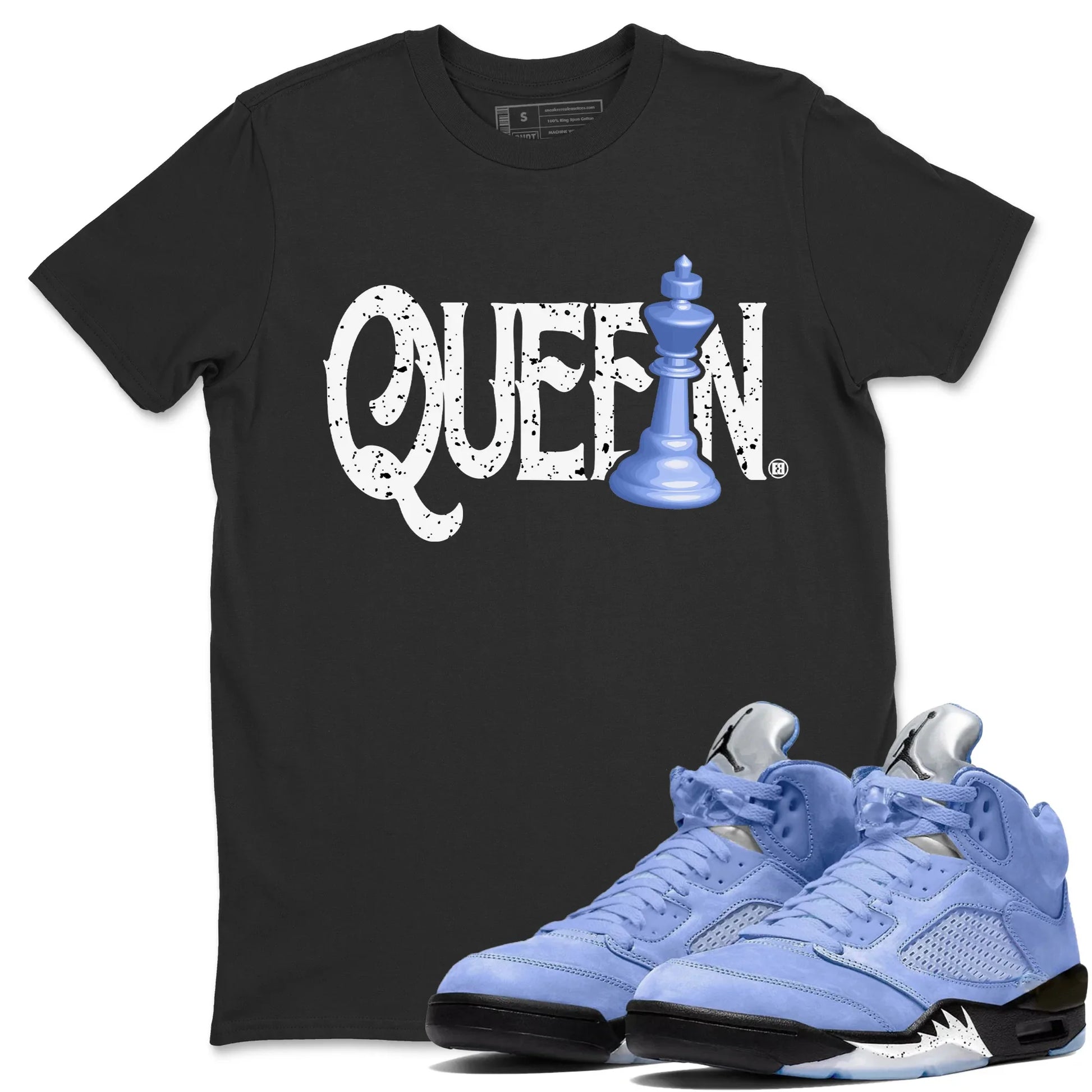 Jordan 5 UNC Sneaker Match Tees Chess Queen Sneaker Tees Jordan 5 UNC SNRT Sneaker Tees Unisex Shirts