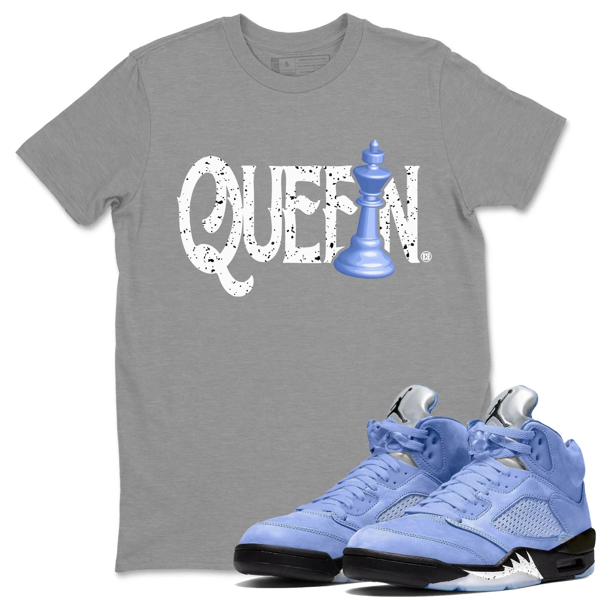 Jordan 5 UNC Sneaker Match Tees Chess Queen Sneaker Tees Jordan 5 UNC SNRT Sneaker Tees Unisex Shirts