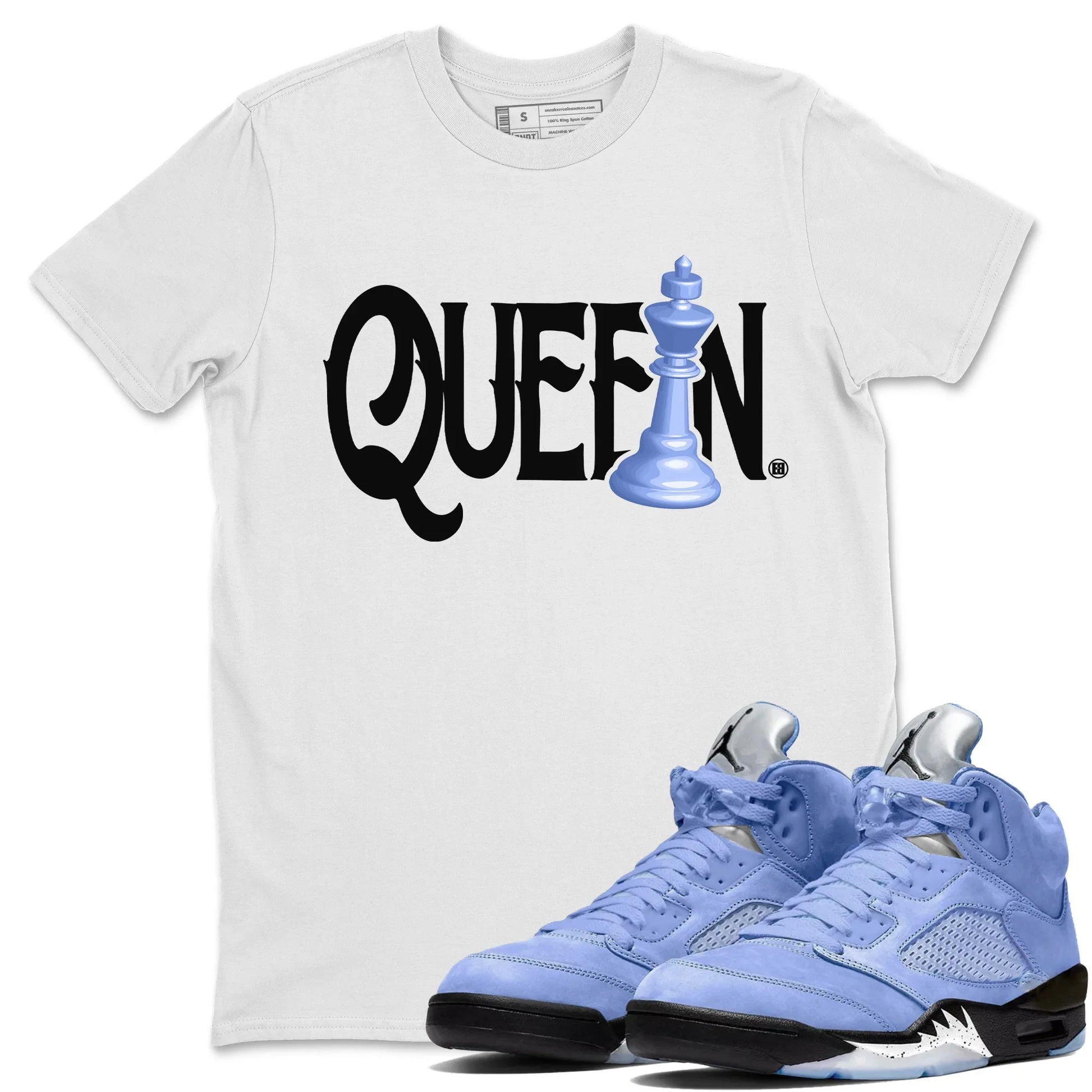 Jordan 5 UNC Sneaker Match Tees Chess Queen Sneaker Tees Jordan 5 UNC SNRT Sneaker Tees Unisex Shirts