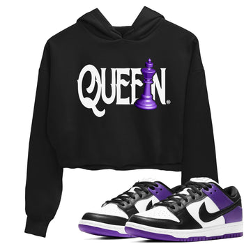 Nike SB Dunk Low Court Purple Shirt To Match Jordans Chess Queen Streetwear Fashion Dunk Low Court Purple SNRT Sneaker Release Tees Black 1 Women's Crop Tee