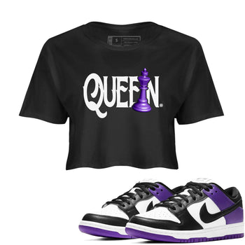 Nike SB Dunk Low Court Purple Shirt To Match Jordans Chess Queen Streetwear Fashion Dunk Low Court Purple SNRT Sneaker Release Tees Black 1 Women's Crop Tee