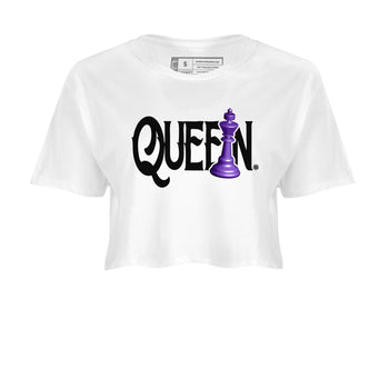 Nike SB Dunk Low Court Purple Shirt To Match Jordans Chess Queen Streetwear Fashion Dunk Low Court Purple SNRT Sneaker Release Tees White 2 Women's Crop Tee