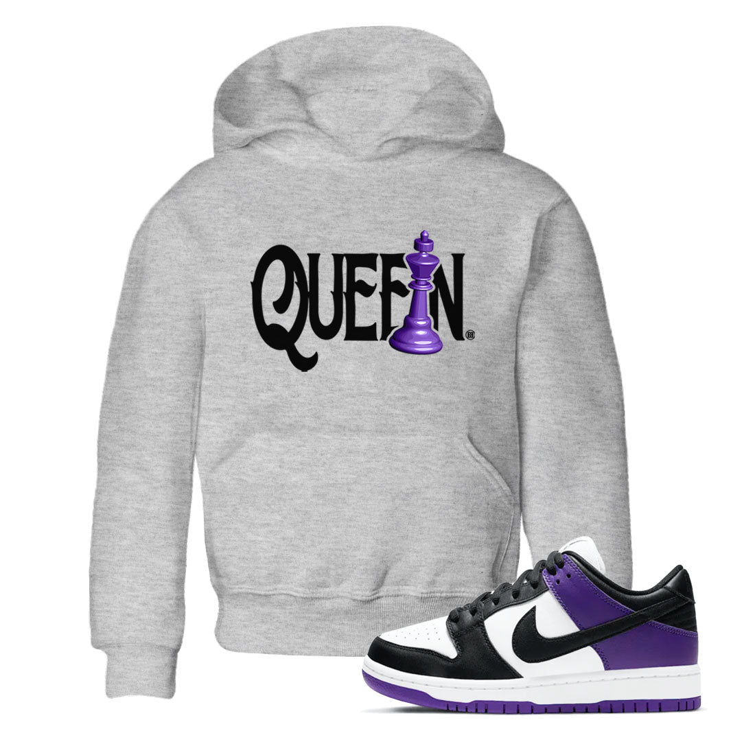 Nike SB Dunk Low Court Purple Shirt To Match Jordans Chess Queen Streetwear Fashion Dunk Low Court Purple SNRT sneaker release tees baby toddler Heather Grey 1 cotton Shirt