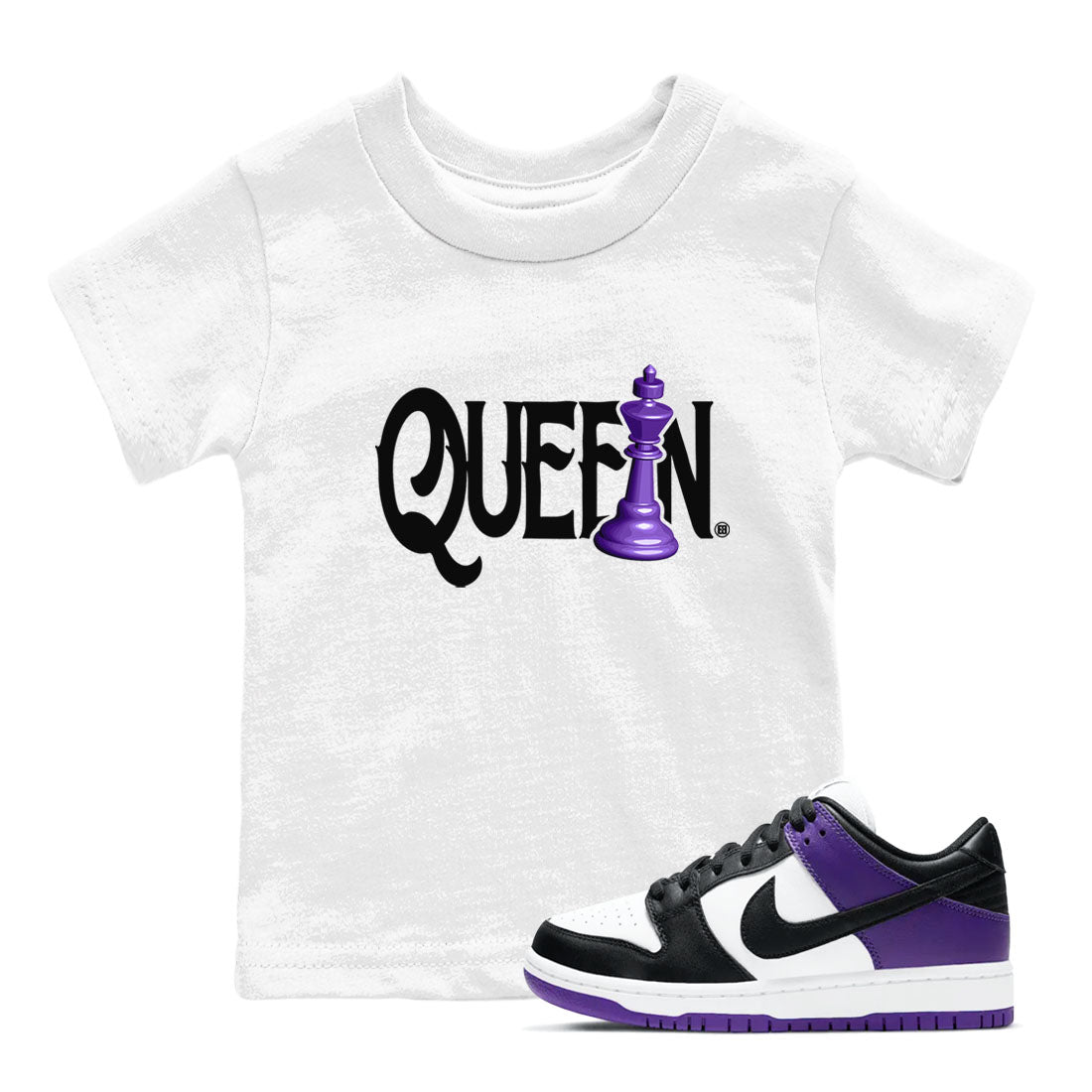 Nike SB Dunk Low Court Purple Shirt To Match Jordans Chess Queen Streetwear Fashion Dunk Low Court Purple SNRT sneaker release tees baby toddler White 1 cotton Shirt