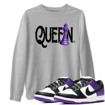 Nike SB Dunk Low Court Purple Shirt To Match Jordans Chess Queen Streetwear Fashion Dunk Low Court Purple SNRT Sneaker Release Tees unisex cotton Heather Grey 1 crew neck shirt