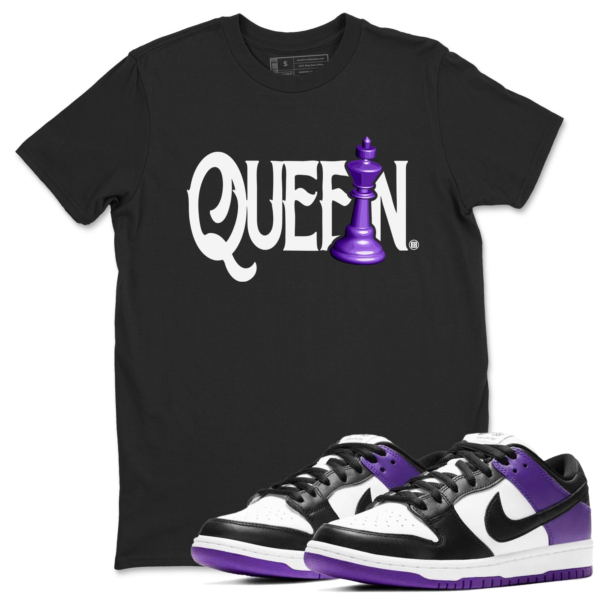 Nike SB Dunk Low Court Purple Shirt To Match Jordans Chess Queen Streetwear Fashion Dunk Low Court Purple SNRT Sneaker Release Tees unisex cotton Black 1 crew neck shirt