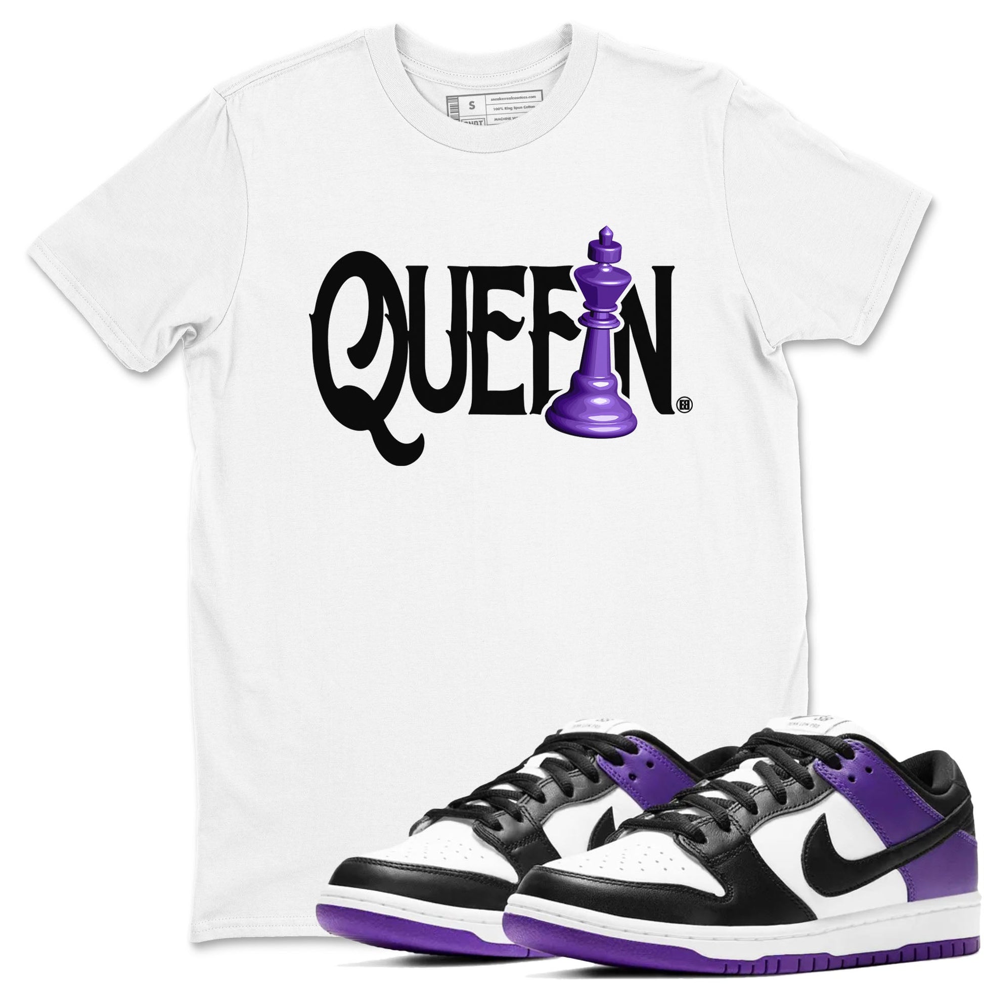Nike SB Dunk Low Court Purple Shirt To Match Jordans Chess Queen Streetwear Fashion Dunk Low Court Purple SNRT Sneaker Release Tees unisex cotton White 1 crew neck shirt