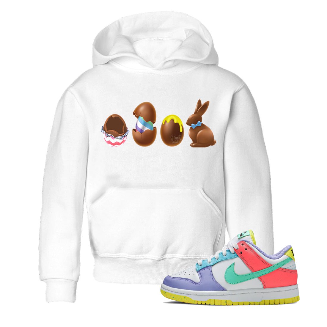 Dunk Easter Candy Sneaker Match Tees Chocolate Easter Set Sneaker Tees Holiday Easter T-Shirt Sneaker Release Tees Kids Shirts White 1