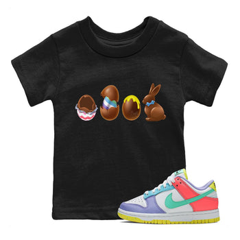 Dunk Easter Candy Sneaker Match Tees Chocolate Easter Set Sneaker Tees Holiday Easter T-Shirt Sneaker Release Tees Kids Shirts Black 1