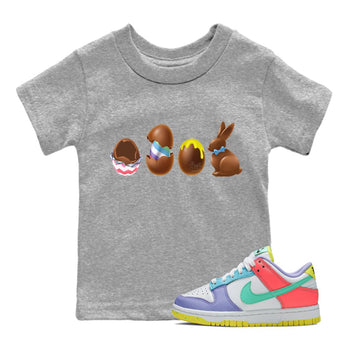 Dunk Easter Candy Chocolate Easter Set Baby and Kids Sneaker Tees Holiday Easter T-Shirt Kids Sneaker Tees Size Chart
