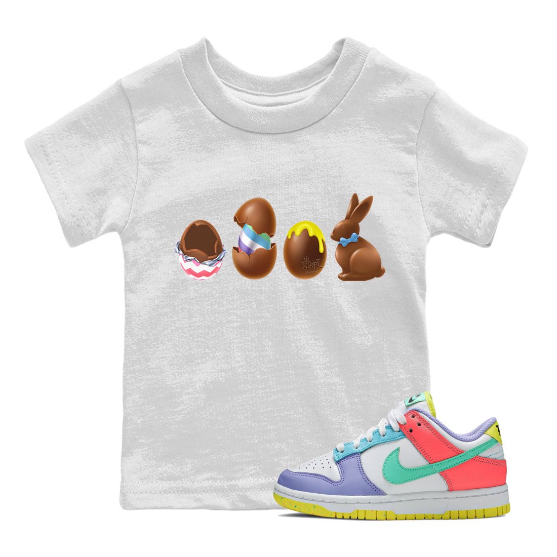 Dunk Easter Candy Sneaker Match Tees Chocolate Easter Set Sneaker Tees Holiday Easter T-Shirt Sneaker Release Tees Kids Shirts White 1
