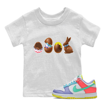 Dunk Easter Candy Sneaker Match Tees Chocolate Easter Set Sneaker Tees Holiday Easter T-Shirt Sneaker Release Tees Kids Shirts White 1
